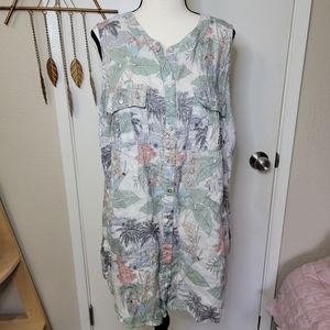 C&C California 100% Linen Button Down Short Sleeve Top